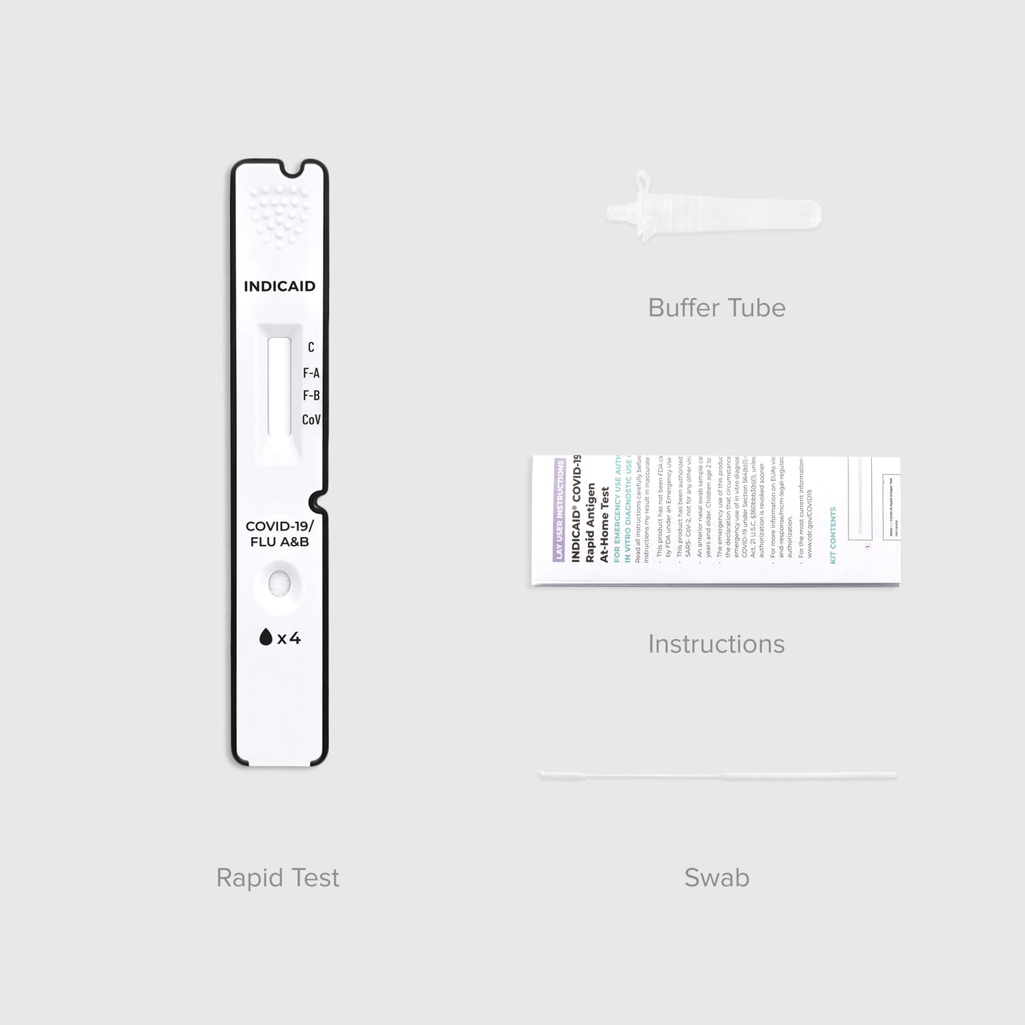 INDICAID® Rapid COVID-19 + Flu A&B At-Home Antigen Test Kit (OTC)