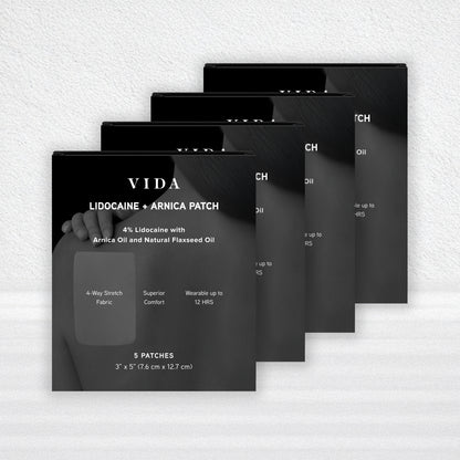 VIDA Lidocaine + Arnica Patch – 4% Lidocaine, 4-Way Stretch Fabric, Made in USA (Limited Release)